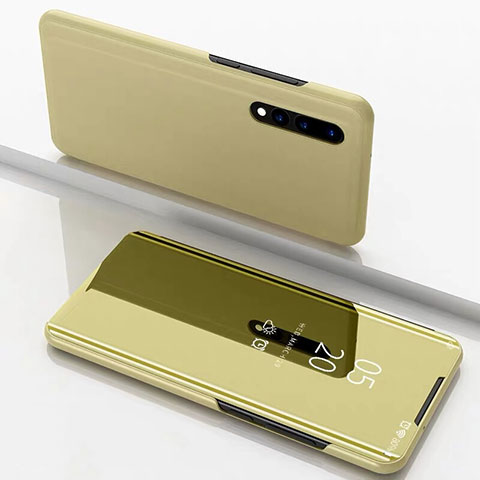 Funda de Cuero Cartera con Soporte Espejo Carcasa M01 para Samsung Galaxy A70S Oro