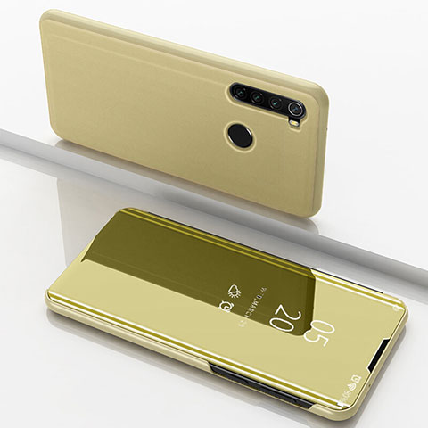 Funda de Cuero Cartera con Soporte Espejo Carcasa M01 para Xiaomi Redmi Note 8 (2021) Oro