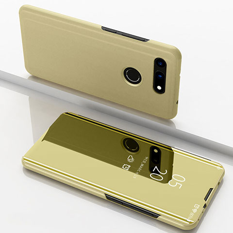 Funda de Cuero Cartera con Soporte Espejo Carcasa M03 para Huawei Honor V20 Oro