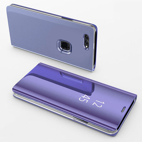 Funda de Cuero Cartera con Soporte Espejo Carcasa para Apple iPhone 8 Plus Morado