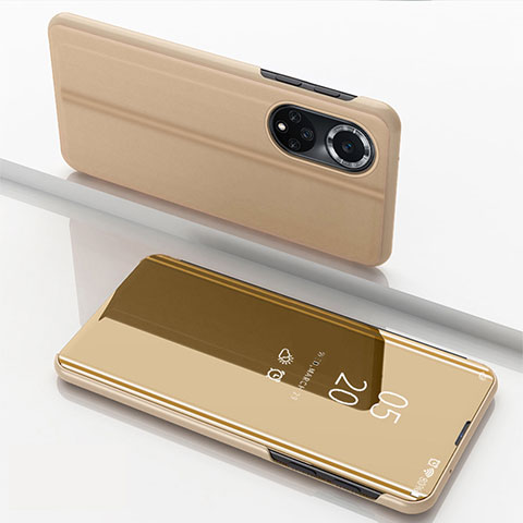 Funda de Cuero Cartera con Soporte Espejo Carcasa para Huawei Honor 50 5G Oro