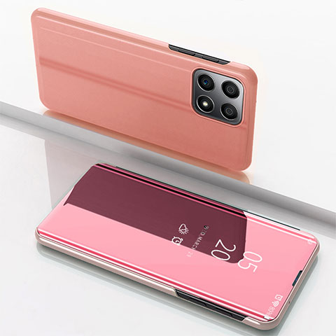 Funda de Cuero Cartera con Soporte Espejo Carcasa para Huawei Honor X30i Oro Rosa