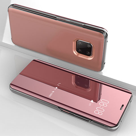 Funda de Cuero Cartera con Soporte Espejo Carcasa para Huawei Mate 20 Pro Oro Rosa