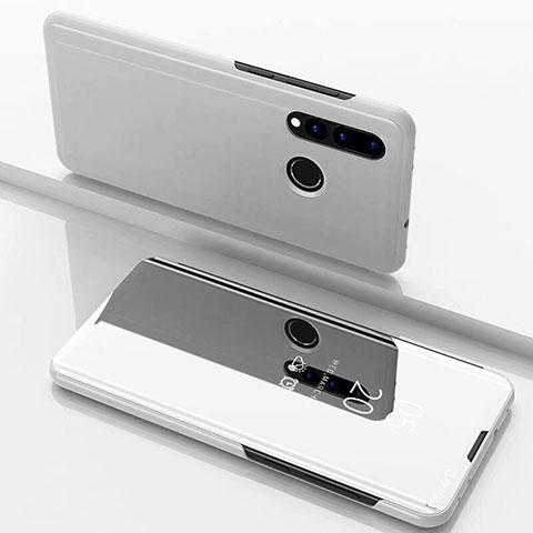 Funda de Cuero Cartera con Soporte Espejo Carcasa para Huawei Nova 3i Plata