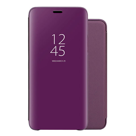 Funda de Cuero Cartera con Soporte Espejo Carcasa para Huawei Nova 5 Morado