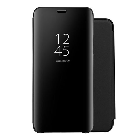 Funda de Cuero Cartera con Soporte Espejo Carcasa para Huawei Nova 5 Negro