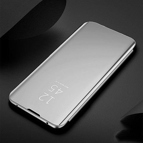 Funda de Cuero Cartera con Soporte Espejo Carcasa para Huawei Nova 6 5G Plata