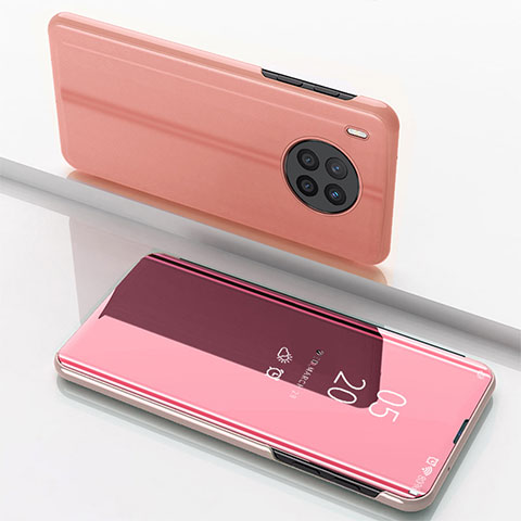Funda de Cuero Cartera con Soporte Espejo Carcasa para Huawei Nova 8i Oro Rosa