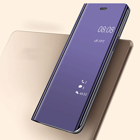 Funda de Cuero Cartera con Soporte Espejo Carcasa para Huawei P20 Morado