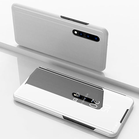 Funda de Cuero Cartera con Soporte Espejo Carcasa para Huawei P20 Pro Blanco