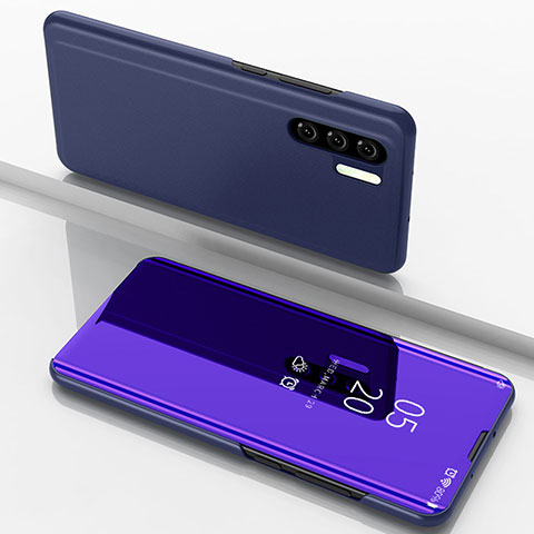 Funda de Cuero Cartera con Soporte Espejo Carcasa para Huawei P30 Pro Azul