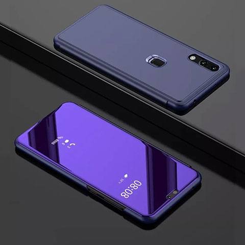 Funda de Cuero Cartera con Soporte Espejo Carcasa para Huawei Y7 (2019) Morado