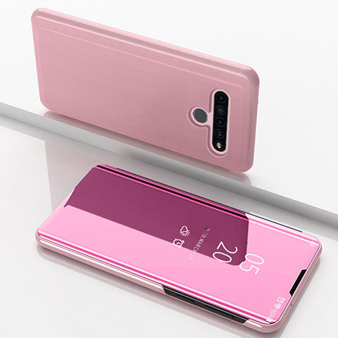 Funda de Cuero Cartera con Soporte Espejo Carcasa para LG K61 Oro Rosa