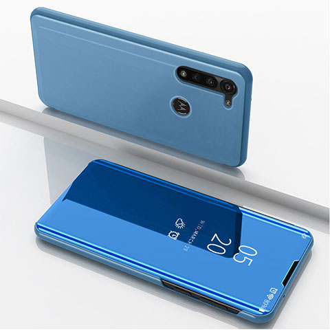 Funda de Cuero Cartera con Soporte Espejo Carcasa para Motorola Moto G8 Power Azul