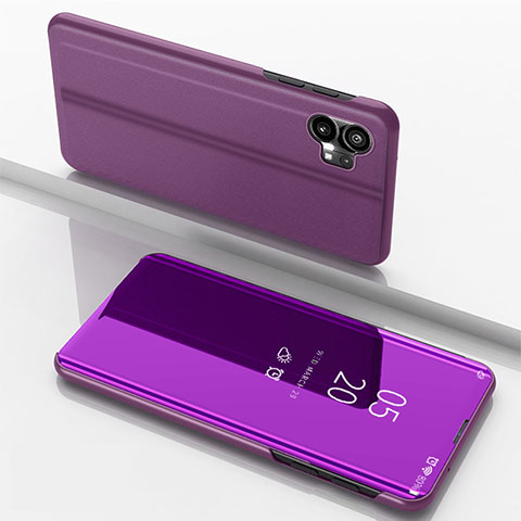 Funda de Cuero Cartera con Soporte Espejo Carcasa para Nothing Phone 1 Morado