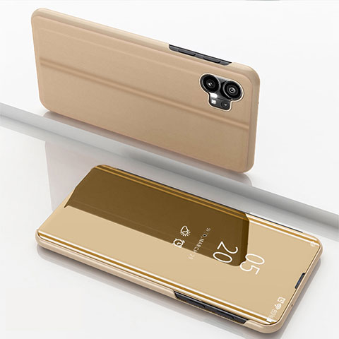 Funda de Cuero Cartera con Soporte Espejo Carcasa para Nothing Phone 1 Oro