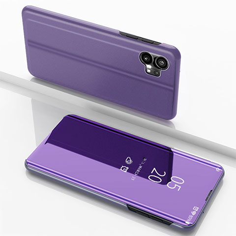 Funda de Cuero Cartera con Soporte Espejo Carcasa para Nothing Phone 1 Purpura Claro