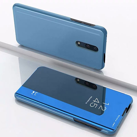 Funda de Cuero Cartera con Soporte Espejo Carcasa para OnePlus 7 Azul