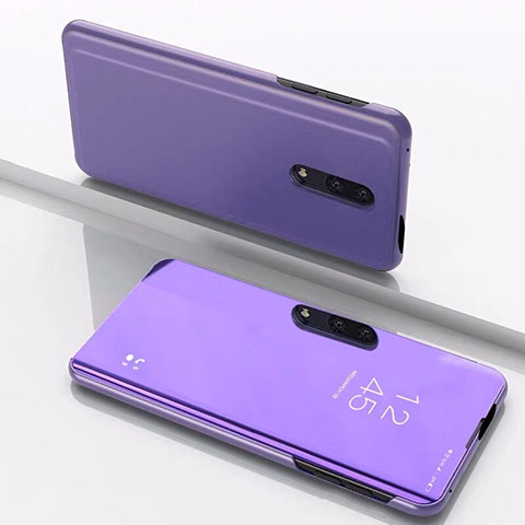 Funda de Cuero Cartera con Soporte Espejo Carcasa para OnePlus 7 Morado