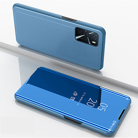 Funda de Cuero Cartera con Soporte Espejo Carcasa para Oppo A16 Azul