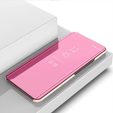 Funda de Cuero Cartera con Soporte Espejo Carcasa para Oppo A54 4G Oro Rosa