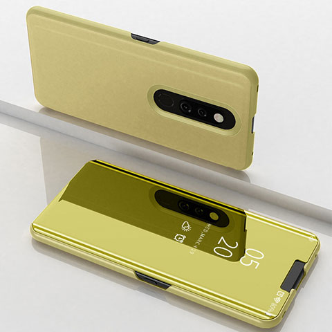 Funda de Cuero Cartera con Soporte Espejo Carcasa para Oppo A9 Oro