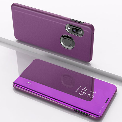 Funda de Cuero Cartera con Soporte Espejo Carcasa para Samsung Galaxy A10s Morado