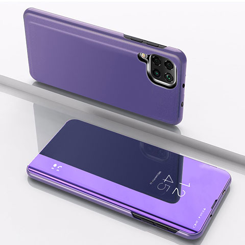 Funda de Cuero Cartera con Soporte Espejo Carcasa para Samsung Galaxy A12 5G Morado