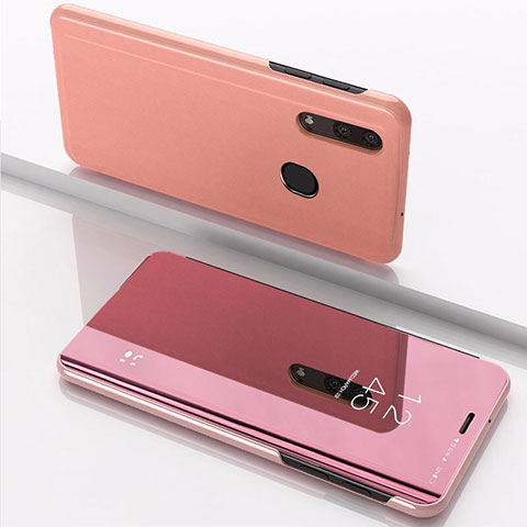 Funda de Cuero Cartera con Soporte Espejo Carcasa para Samsung Galaxy A20 Oro Rosa