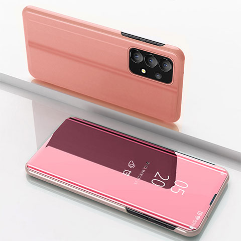 Funda de Cuero Cartera con Soporte Espejo Carcasa para Samsung Galaxy A33 5G Oro Rosa