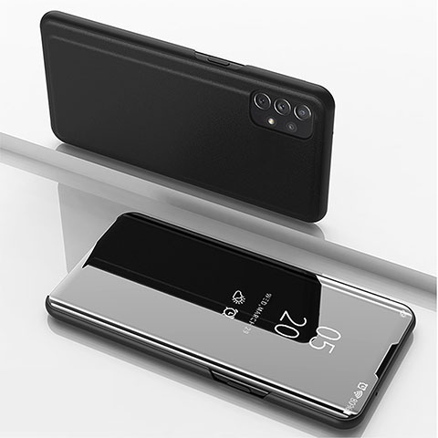 Funda de Cuero Cartera con Soporte Espejo Carcasa para Samsung Galaxy A72 4G Negro