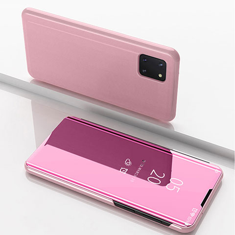 Funda de Cuero Cartera con Soporte Espejo Carcasa para Samsung Galaxy M60s Oro Rosa