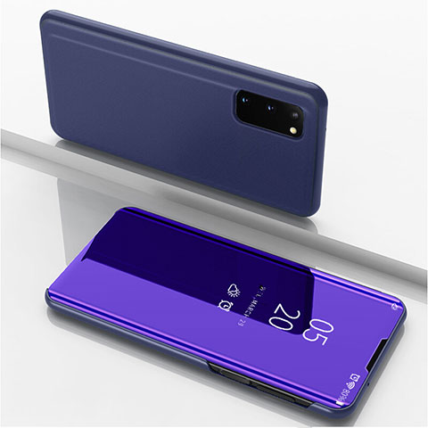 Funda de Cuero Cartera con Soporte Espejo Carcasa para Samsung Galaxy S20 Morado