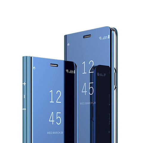 Funda de Cuero Cartera con Soporte Espejo Carcasa para Sony Xperia XZ3 Azul