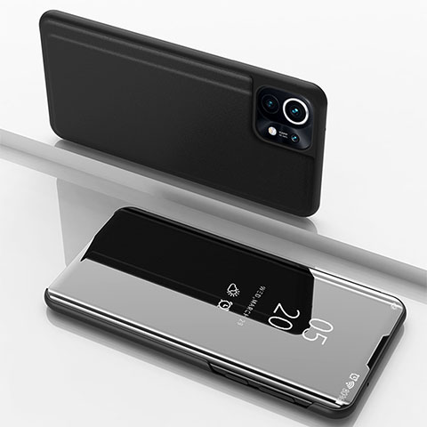 Funda de Cuero Cartera con Soporte Espejo Carcasa para Xiaomi Mi 11 Lite 5G Negro