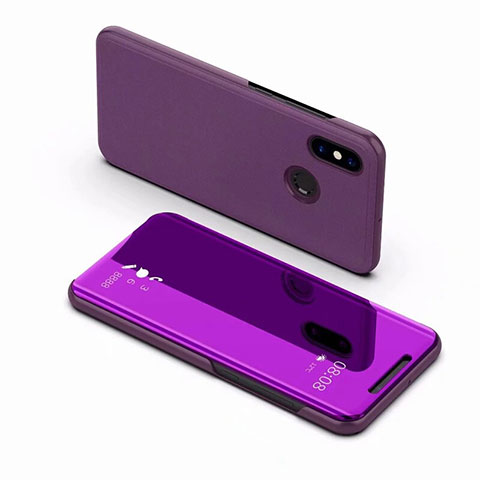 Funda de Cuero Cartera con Soporte Espejo Carcasa para Xiaomi Mi 8 Morado