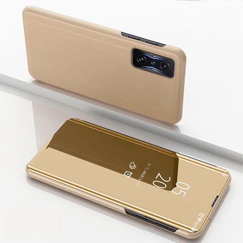 Funda de Cuero Cartera con Soporte Espejo Carcasa para Xiaomi Poco F4 GT 5G Oro