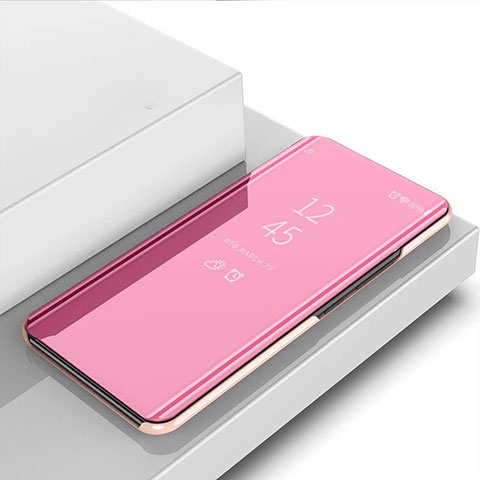 Funda de Cuero Cartera con Soporte Espejo Carcasa para Xiaomi Redmi 9C Oro Rosa
