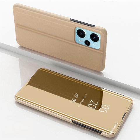 Funda de Cuero Cartera con Soporte Espejo Carcasa para Xiaomi Redmi Note 12 Turbo 5G Oro