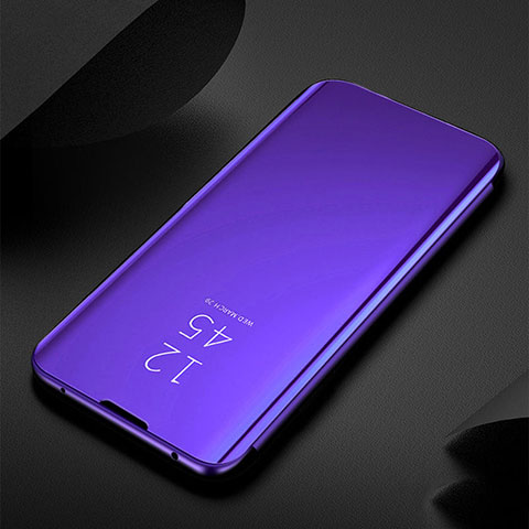 Funda de Cuero Cartera con Soporte Espejo Carcasa para Xiaomi Redmi Note 8 Morado