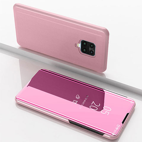 Funda de Cuero Cartera con Soporte Espejo Carcasa para Xiaomi Redmi Note 9S Oro Rosa