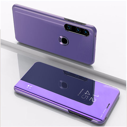 Funda de Cuero Cartera con Soporte Espejo Carcasa QH1 para Huawei P40 Lite E Purpura Claro