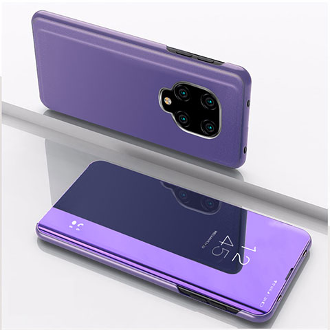 Funda de Cuero Cartera con Soporte Espejo Carcasa QH1 para Xiaomi Poco M2 Pro Purpura Claro