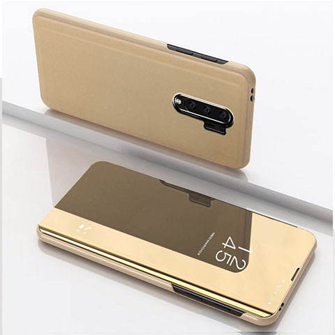 Funda de Cuero Cartera con Soporte Espejo Carcasa QH1 para Xiaomi Redmi 9 Prime India Oro