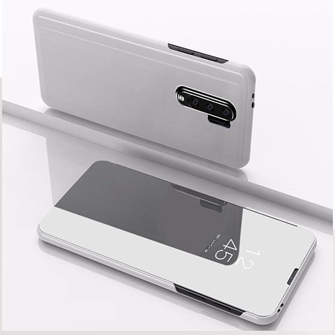 Funda de Cuero Cartera con Soporte Espejo Carcasa QH1 para Xiaomi Redmi 9 Prime India Plata