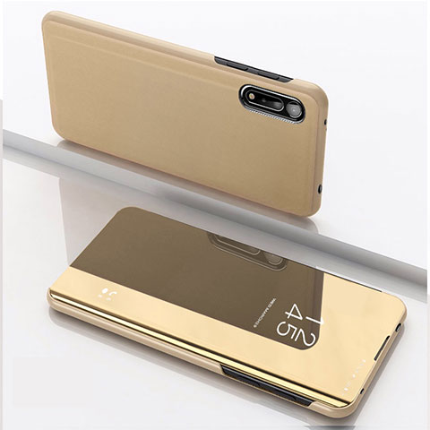 Funda de Cuero Cartera con Soporte Espejo Carcasa QH1 para Xiaomi Redmi 9i Oro