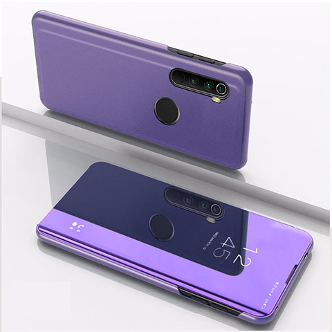 Funda de Cuero Cartera con Soporte Espejo Carcasa QH1 para Xiaomi Redmi Note 8 (2021) Purpura Claro