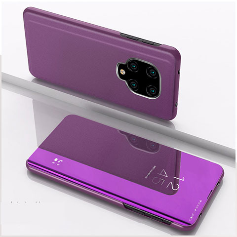 Funda de Cuero Cartera con Soporte Espejo Carcasa QH1 para Xiaomi Redmi Note 9 Pro Max Morado