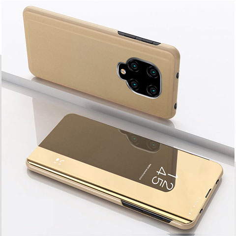 Funda de Cuero Cartera con Soporte Espejo Carcasa QH1 para Xiaomi Redmi Note 9 Pro Max Oro