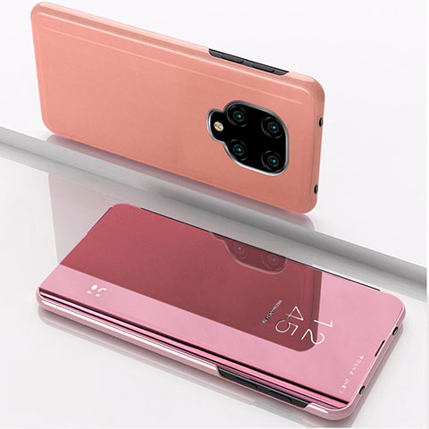 Funda de Cuero Cartera con Soporte Espejo Carcasa QH1 para Xiaomi Redmi Note 9S Oro Rosa